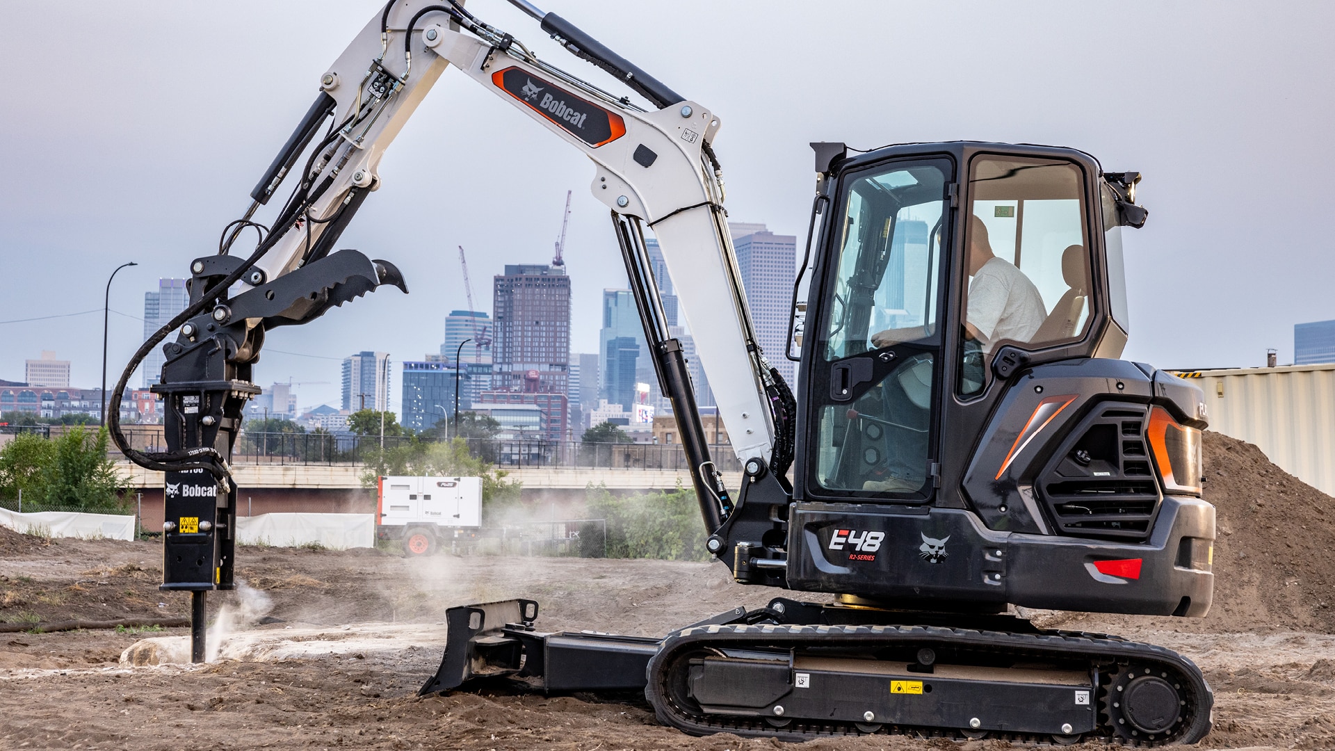 Bobcat E48 mini excavator — 4.5-tonne class excavator for civil, utility and larger landscaping projects