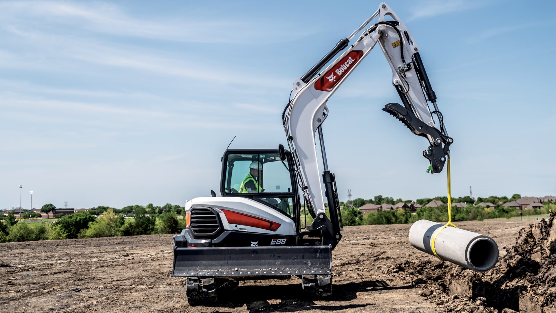 Bobcat E88 mini excavator — 9-tonne heavy-duty excavator for large civil, deep trenching and earthmoving