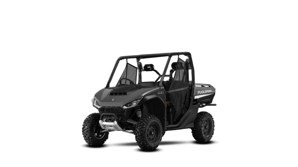 A Segway UT10 Rugged EPS Side by Side UTV, showcasing its sleek and durable design in matte black. Equipped with EPS (Electric Power Steering), off-road tyres, and a sturdy roll cage, this UTV is designed for challenging terrains and heavy-duty tasks, ensuring both performance and safety.