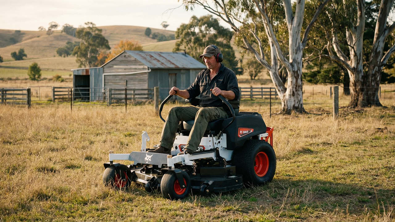 Bobcat ZT3000 zero turn mower on rural property
