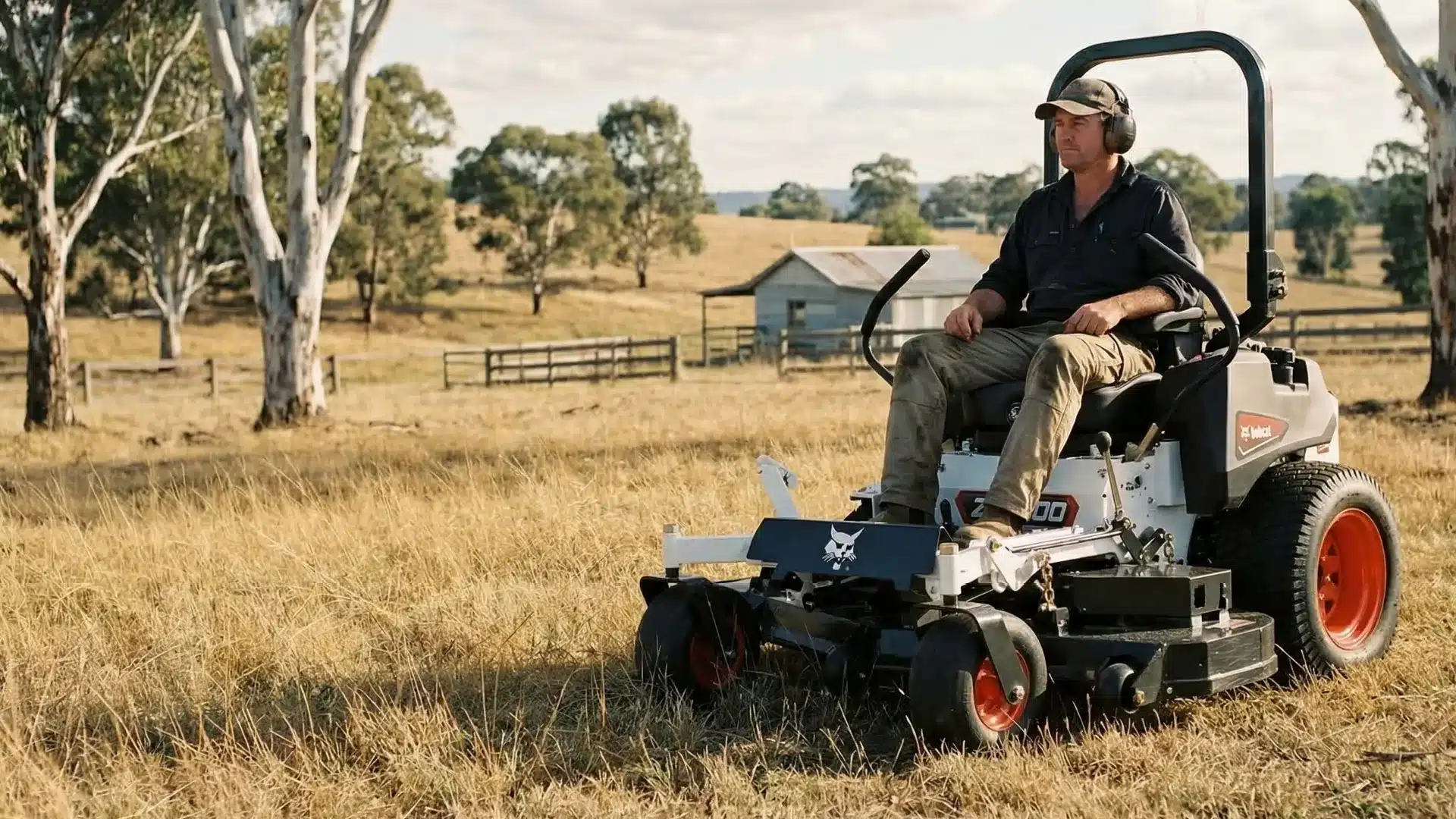 Bobcat ZT3500 zero turn mower on a rural Australian property